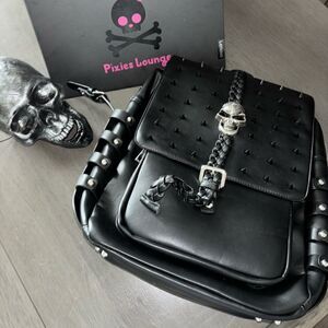 Black Premium Concealed Carry Skull Embroidery Backpack